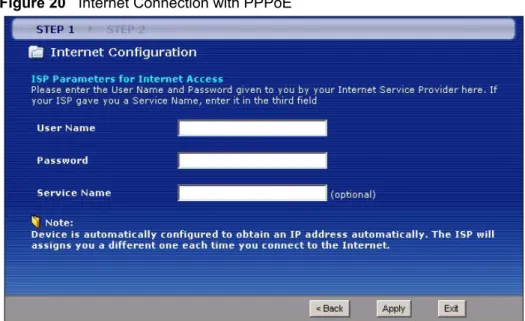 Figure 21    Internet Connection with RFC 1483Table 9    Internet Connection with PPPoE