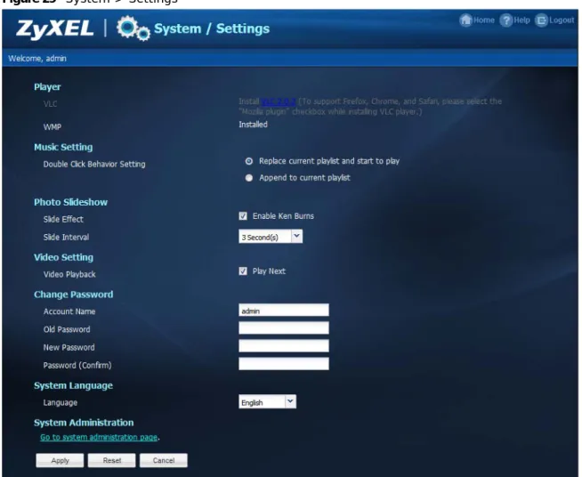 Figure 29   System > Settings 