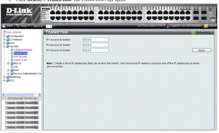 Figure 5-9.Trusted Host Page  The Trusted Host Page contains the following fields:  