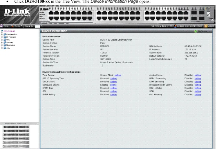 Figure 2-1 Device Information Page   The Device Information Page contains the following fields: 