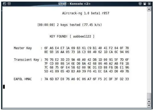 Figure 4   Successful WPA-PSK attack via Aircrack 