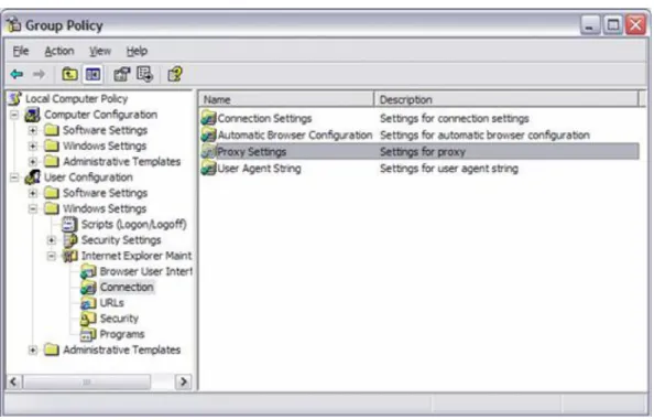 Figure 2: Group Policy Window – Proxy Settings