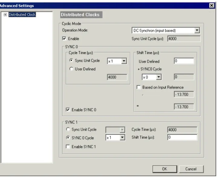 Fig. 18: Advanced Distributed Clock (DC) settings, EL51xx terminal