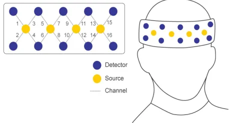Fig. 3. Sensor layout for the Biopac fNIRS used.