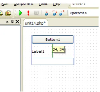 Figure 2  the Form Designer displaying alignment and spacing guidelines. 