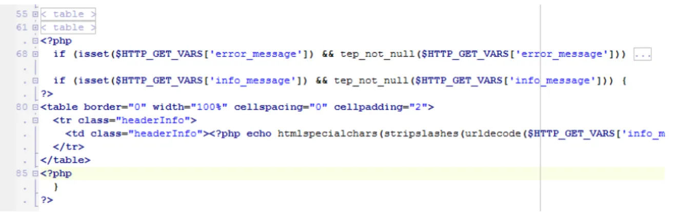 Figure 3  Code Folding in PHP file. 