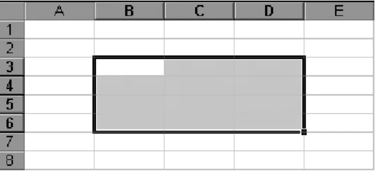 Figure 2: The range B3:D6 is selected. 