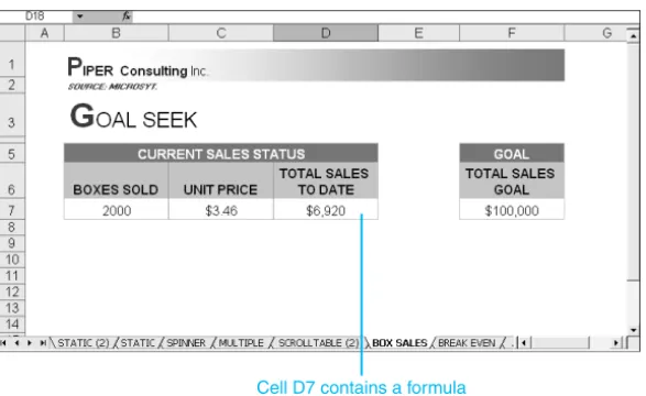 Figure 25.1 Use Goal Seek to find the unknown  vari-able—such as how many boxes must be sold at a unit price of