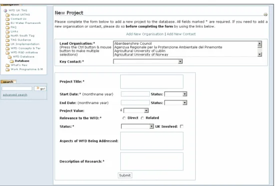 Figure 3:4 Add a new project form 