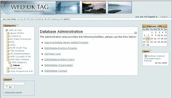 Figure 4:1 Administrator functions 