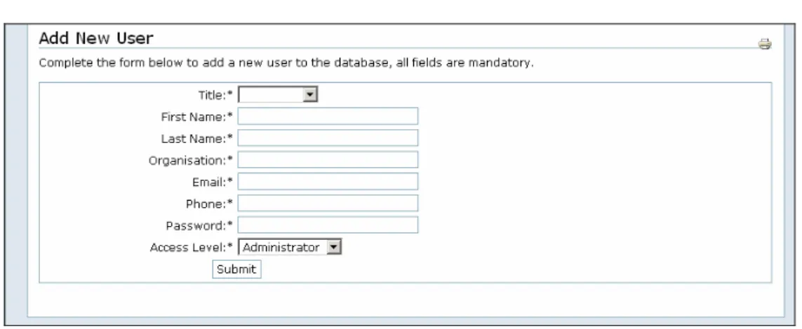 Figure 4:4 Add new user form 