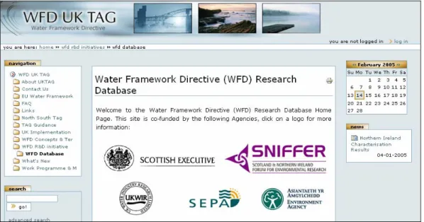 Figure 1:1 WFD Database homepage 