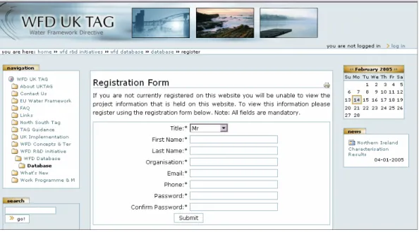 Figure 2:1 WFD registration form 