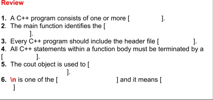 Figure 1.  A fill-in the blank question set, where by changing the font color answers can be seen
