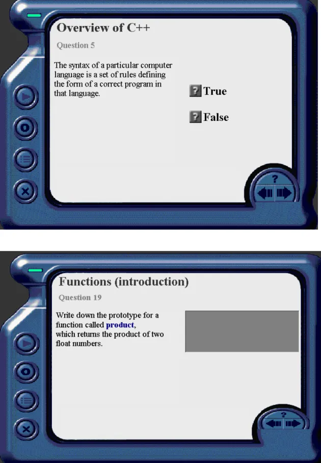 Figure 5.  Examples of on-line quiz  P age 7.1065.9