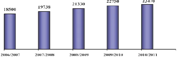 Figure 2 Annual peak load demand in Egypt (MW) 