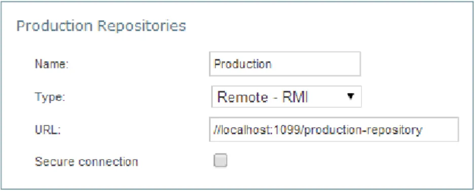 Figure 4: Production repository settings 