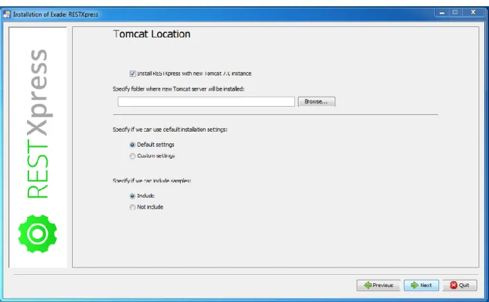 Figure 4 – Tomcat Location window 