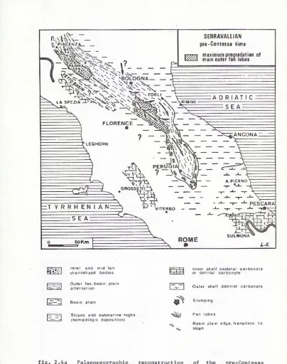 fig. 2.4a �Palaeogeographic �(Serravallian) periadriatic basins (from Ricci Lucchi, 1975a)