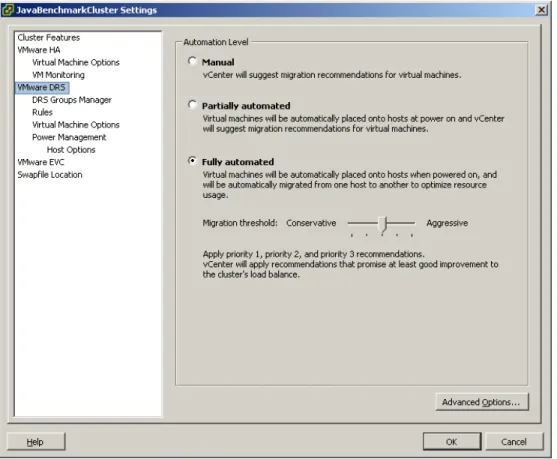 Figure 7. Screen Showing Automation Levels for DRS 