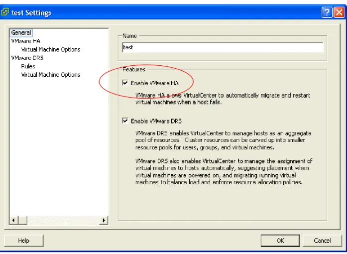 Figure 7: Configuring VMware HA 