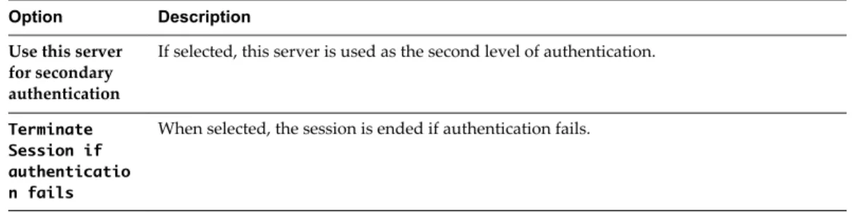 Table 8 ‑5.  Local authentication server options (Continued)