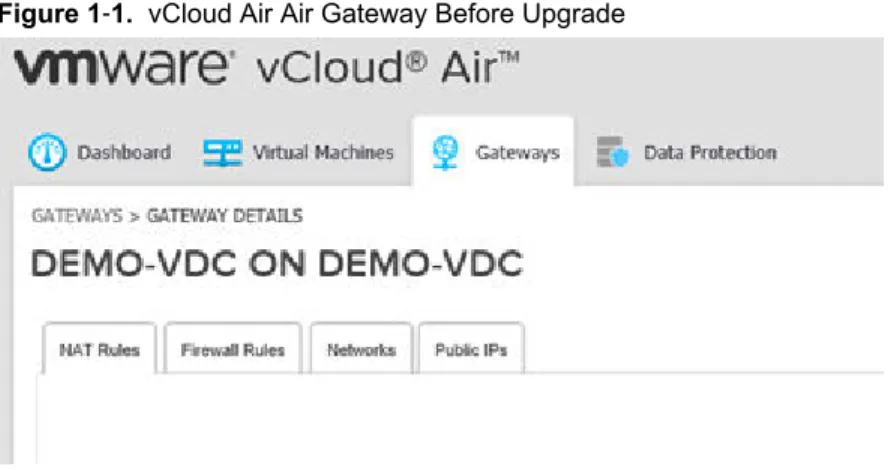 Figure 1 ‑1.  vCloud Air Air Gateway Before Upgrade