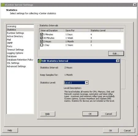 Figure 2. Dialog box used to specify different retention intervals for each statistics collection level 