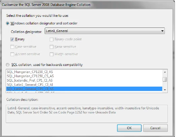 Figure 8 - Choosing Server Collation for a Dedicated Teamcenter Instance 