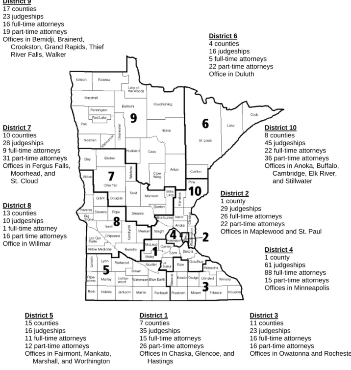 Figure 2.1:  Minnesota Public Defender Districts, 2010 