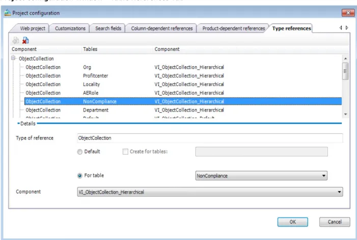 Table references are to be configured as follows: 