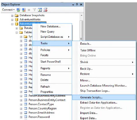 Figure 2  Start reverse engineering of the table/view structure 