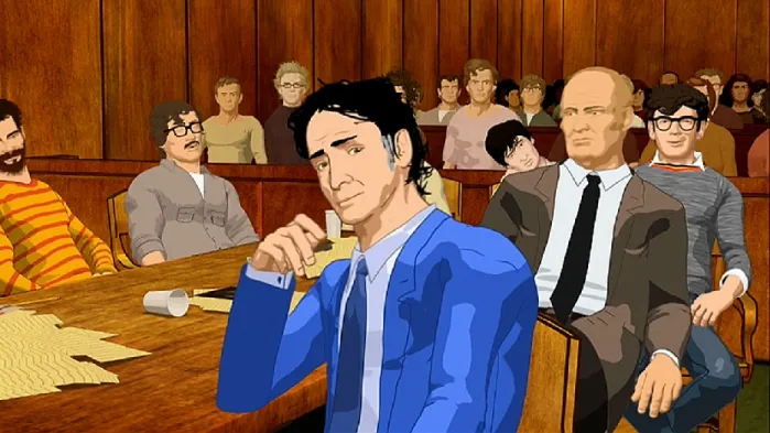 Figure 1: Animation representing the courtroom proceedings in Chicago 10. 