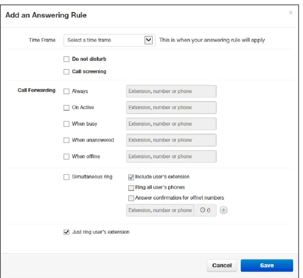 Figure 2-11. Add an Answering Rule Page 