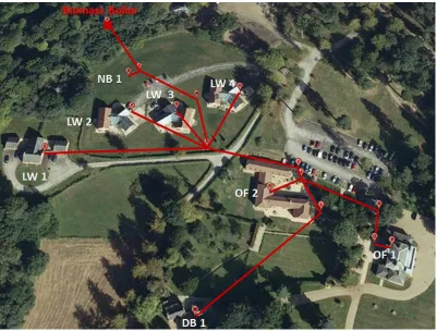 Figure 1: Building estate aerial view and heat network layout