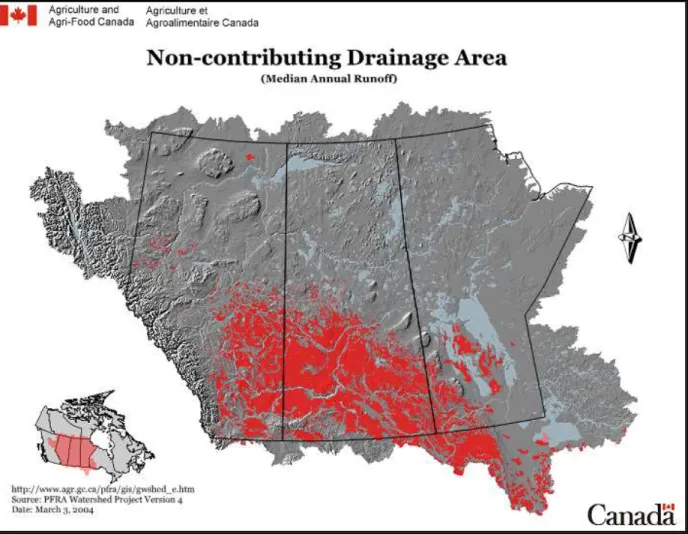 Figure 2:  Non-contributing drainage areas of Saskatchewan 