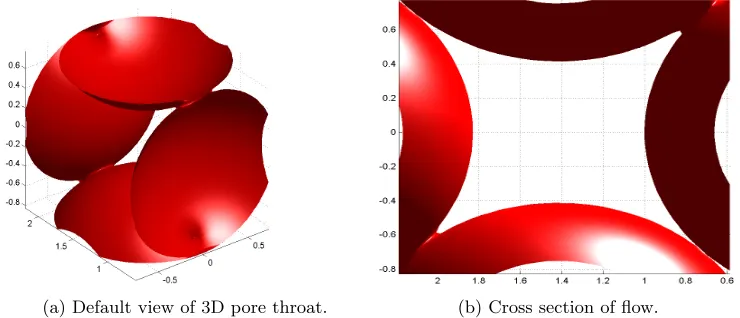 Figure 2: 3D pore throat geometry for rhomboid angle 45◦