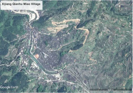 Figure 2. The remote sensing image of Xijiang Qianhu Miao Village at a resolution of 0.4 m