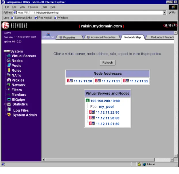 Figure 1.1 shows the Configuration utility as if first appears,  displaying the top-level (System) screen with your existing  load-balancing configuration
