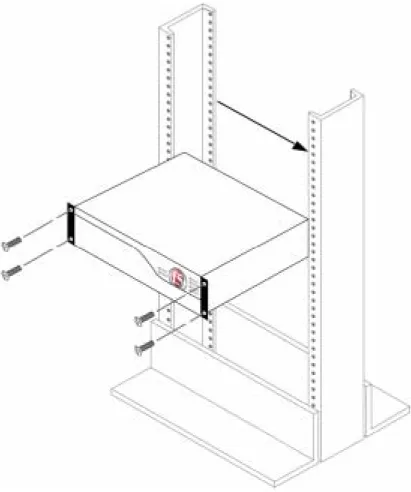 Figure 1.7 shows the orientation of the IP Application Switch and  the mounting screws for installation in a standard 19" rack