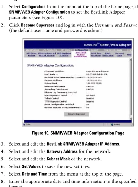 Figure 10. SNMP/WEB Adapter Configuration Page
