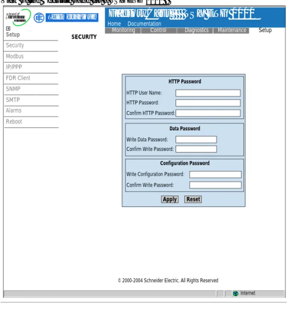 Illustration View of the Security page for a TSX ETG 1000 : 
