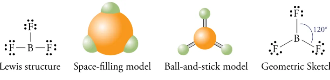 Figure 5.25 shows four ways to describe a C 2 H 4  molecule. Because the bond groups  around each carbon are not identical (two are single bonds and one is a double bond),  the angles are only approximately 120°.
