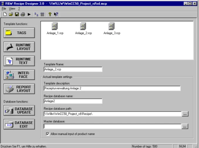 Fig. 2.2: Main page of the Recipe Designer  