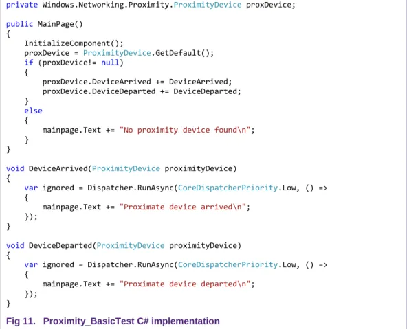 Fig 11.  Proximity_BasicTest C# implementation 