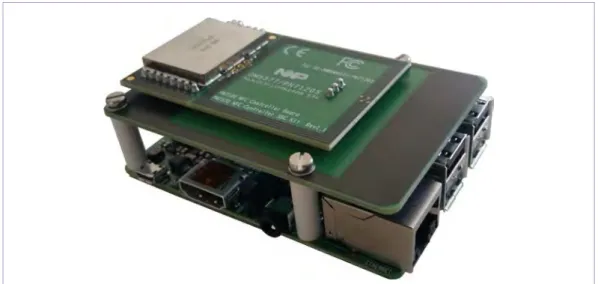 Fig 4.  OM5577/PN7120S demo kit stacked on Raspberry Pi 2 board 