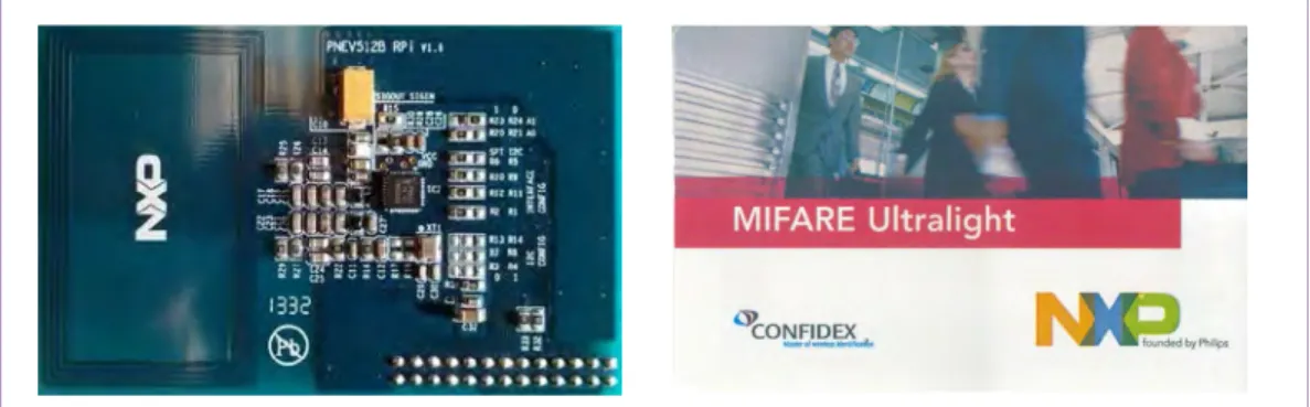 Fig 1.  EXPLORE-NFC and MIFARE Ultralight card 