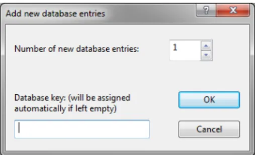 Figure 1: The Add new database entries dialog box for adding new entries to a database.