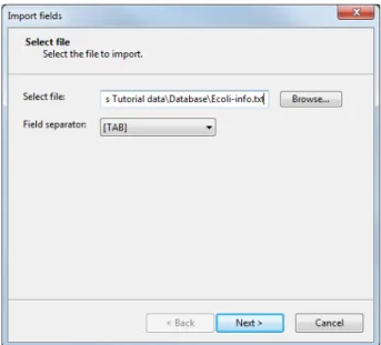 Figure 1.2.3: Select the file to import and the separator.