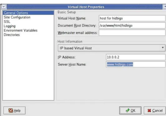 Figure 10. Setting up entries for an IP based Virtual Host.
